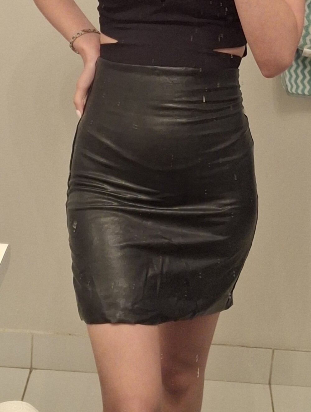 Commando Black Faux Leather High-Waist Pencil Skirt
